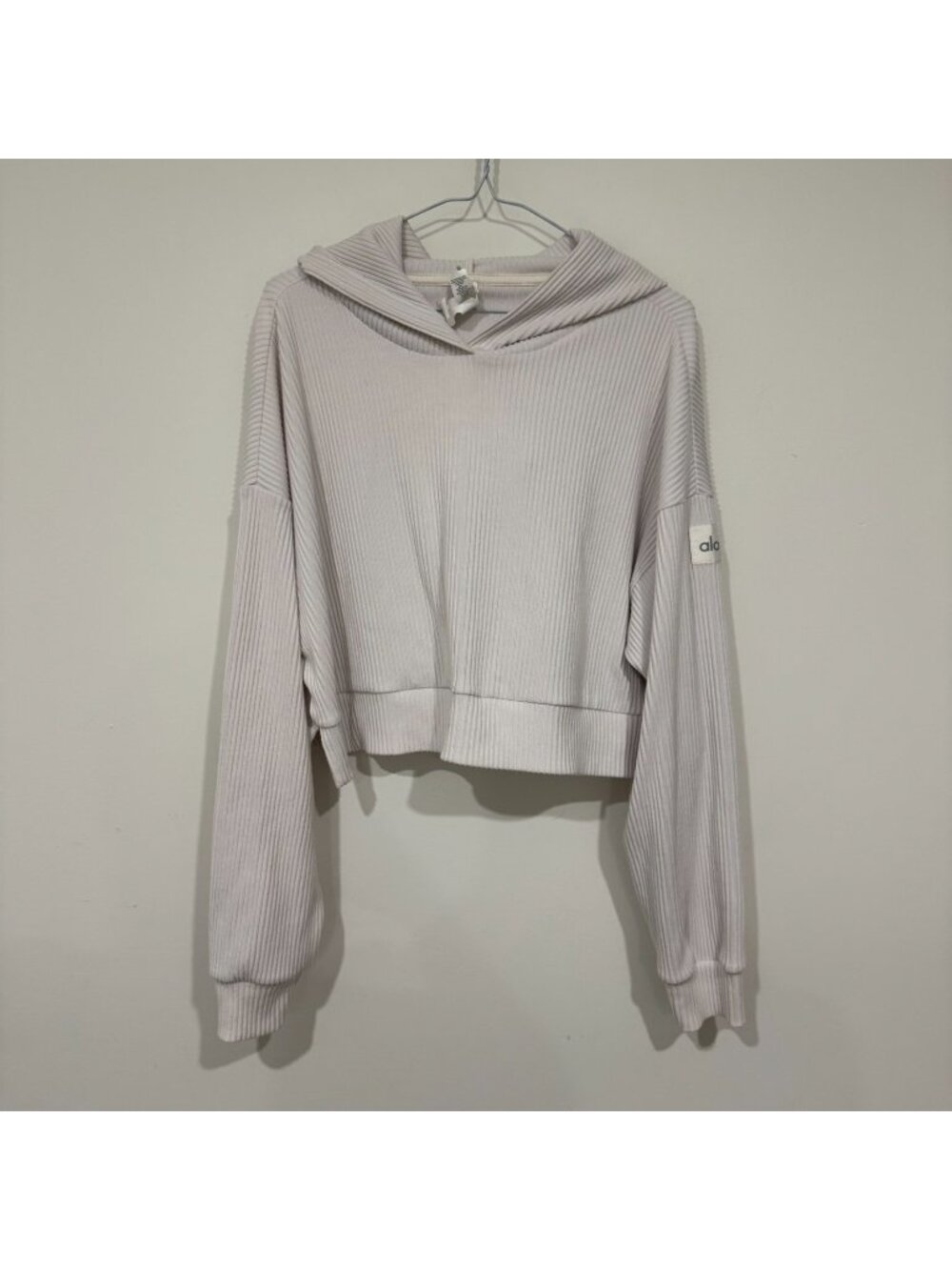 Alo Womens Muse Hoodie Ivory White Size M Cropped Corduroy